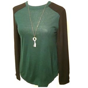 Fossil Dressy Green & Black Shirt Small